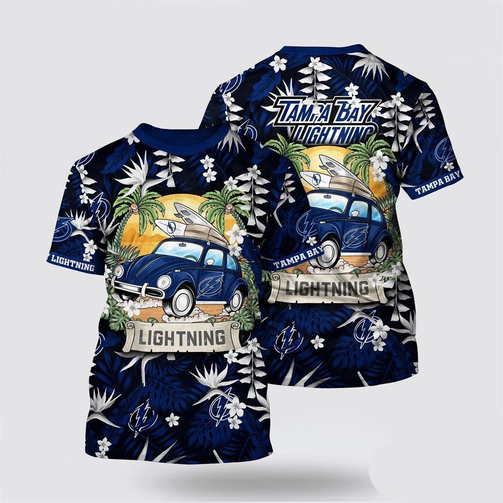 NHL Tampa Bay Lightning Tropical Forest Motif Car Traveling Summer Shirt Gifts For NHL Fans