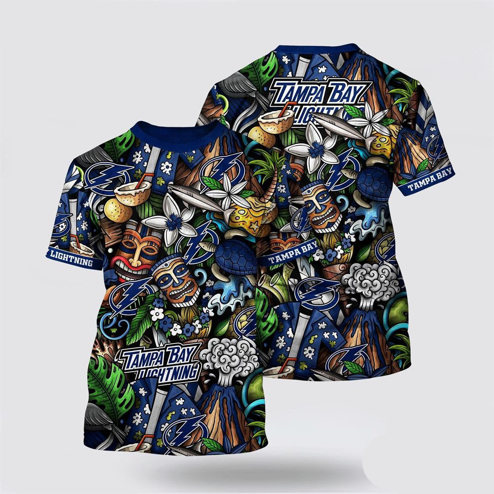 NHL Tampa Bay Lightning Tropical Tiki Pattern Summer Shirt Good Gifts For Hockey Fans