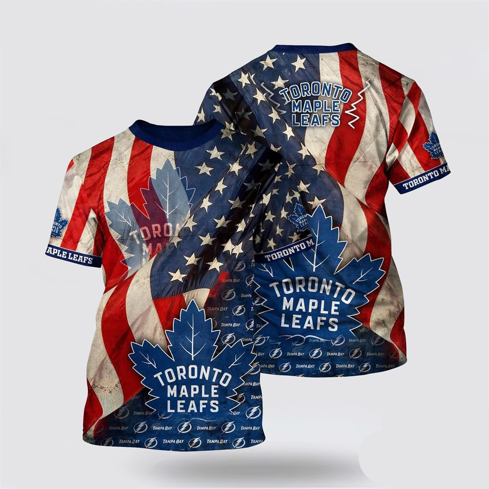 NHL Toronto Maple Leafs American Flag Pattern Summer Shirt Presents For Hockey Fans