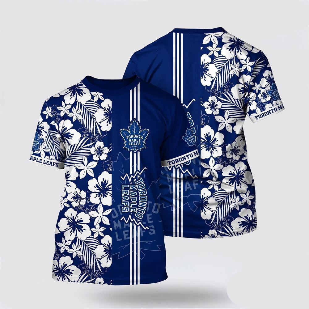 NHL Toronto Maple Leafs Tropical Apricot Blossom Pattern Summer T-Shirt Gifts For Son