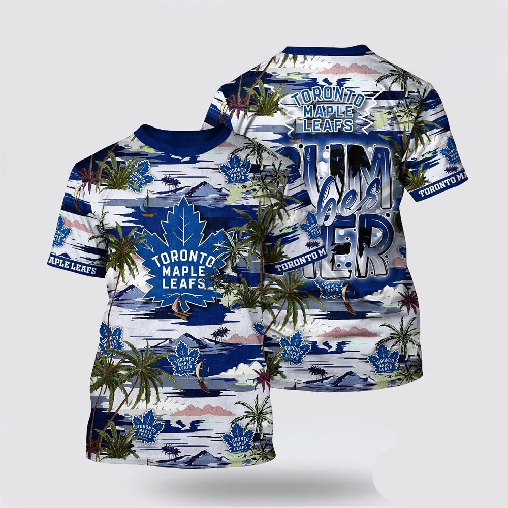 NHL Toronto Maple Leafs Tropical Desert Island Motif Summer T-Shirt Gifts For Hockey Enthusiasts