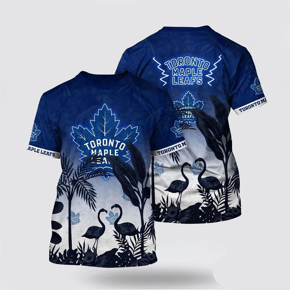 NHL Toronto Maple Leafs Tropical Flamingo Pattern Summer T-Shirt Great Gifts For Hockey Fans