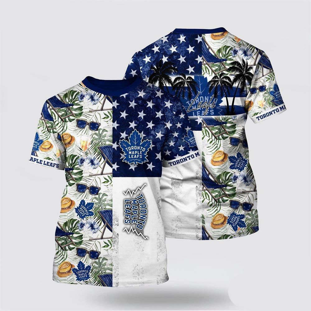 NHL Toronto Maple Leafs Tropical Hat And Glasses Pattern Summer Shirt Ice Hockey Fan Gifts