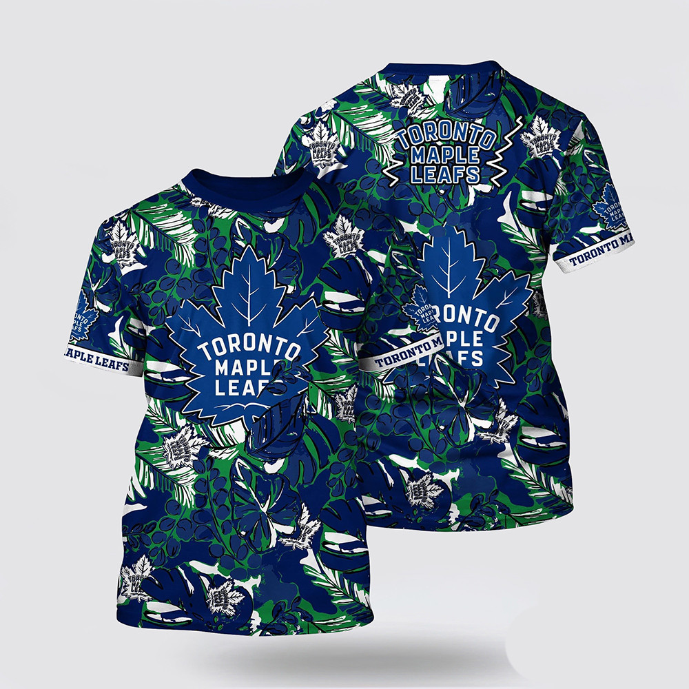 NHL Toronto Maple Leafs Tropical Leaf Pattern Summer T-Shirt Presents For Hockey Lovers