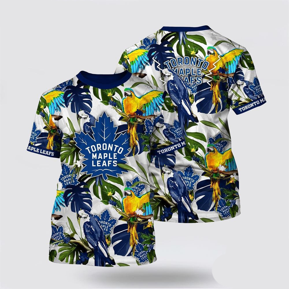 NHL Toronto Maple Leafs Tropical Parrot Pattern Summer T-Shirt Presents For Hockey Lovers