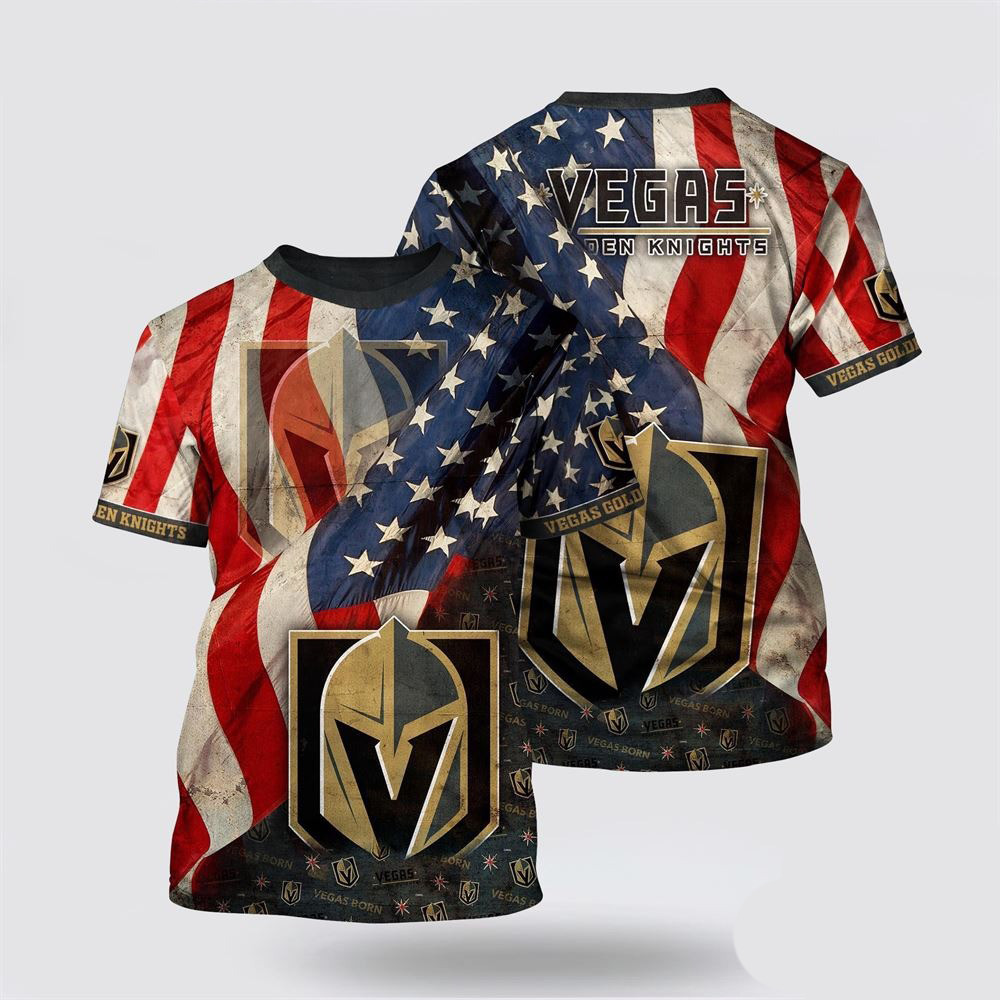 NHL Vegas Golden Knights American Flag Pattern Summer Shirt Birthday Gifts For Hockey Fans