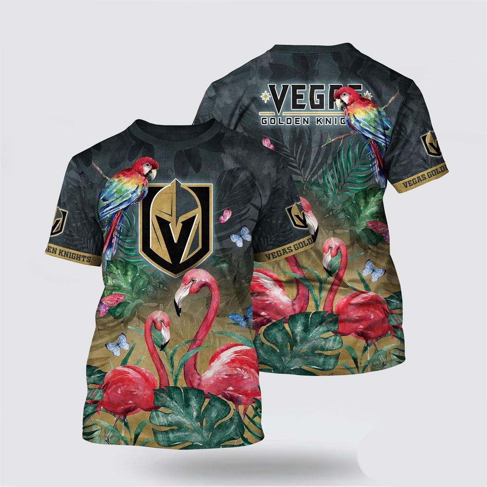 NHL Vegas Golden Knights Tropical Parrot And Flamingo Motifs Summer Shirt Boyfriend Gifts