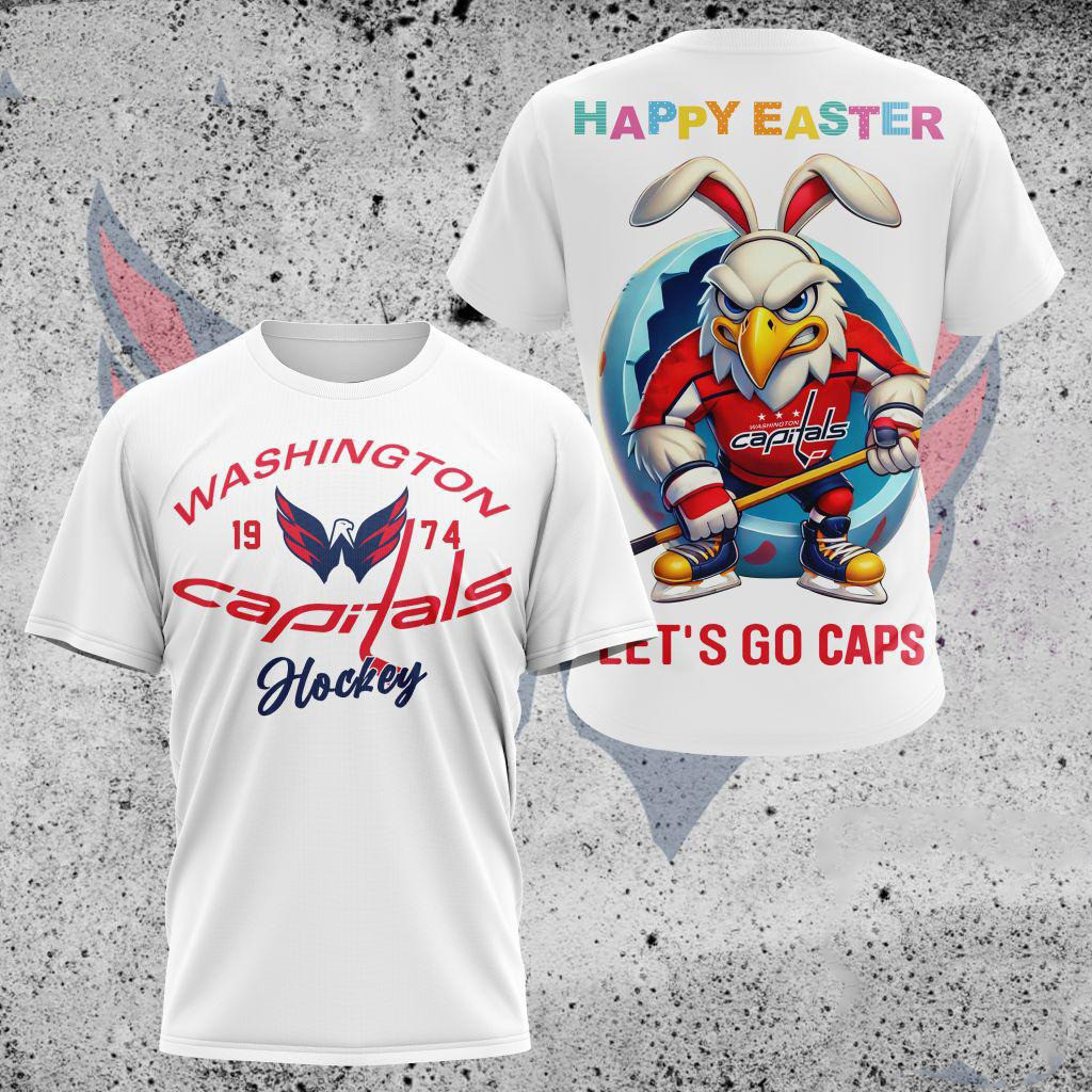 NHL Washington Capitals Hockey Team Mascot Design Happy Easter Day Shirt Ice Hockey Fan Gifts