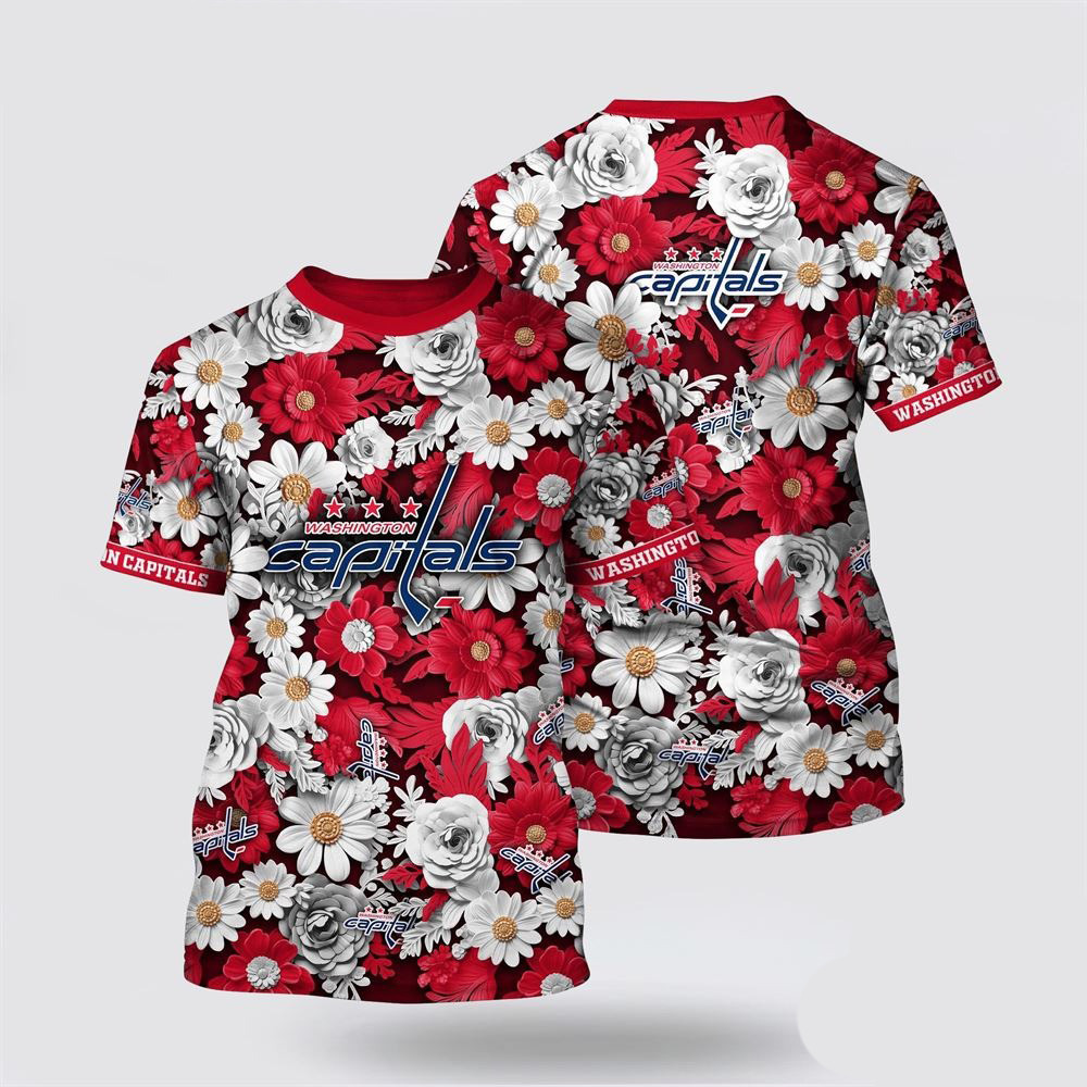 NHL Washington Capitals Tropical Begonia Flower Pattern Summer Shirt Gifts For Husband