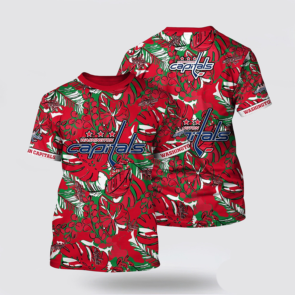 NHL Washington Capitals Tropical Leaf Pattern Summer Shirt Best Gifts For Hockey Fans