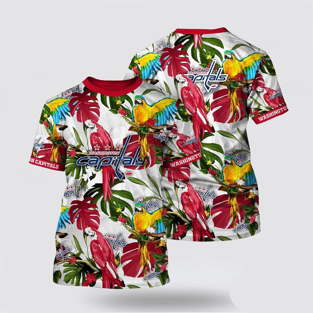 NHL Washington Capitals Tropical Parrot Pattern Summer Shirt Best Gifts For Hockey Lovers