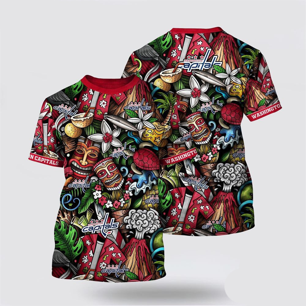 NHL Washington Capitals Tropical Tiki Pattern Summer Shirt Gift Ideas For Hockey Lovers