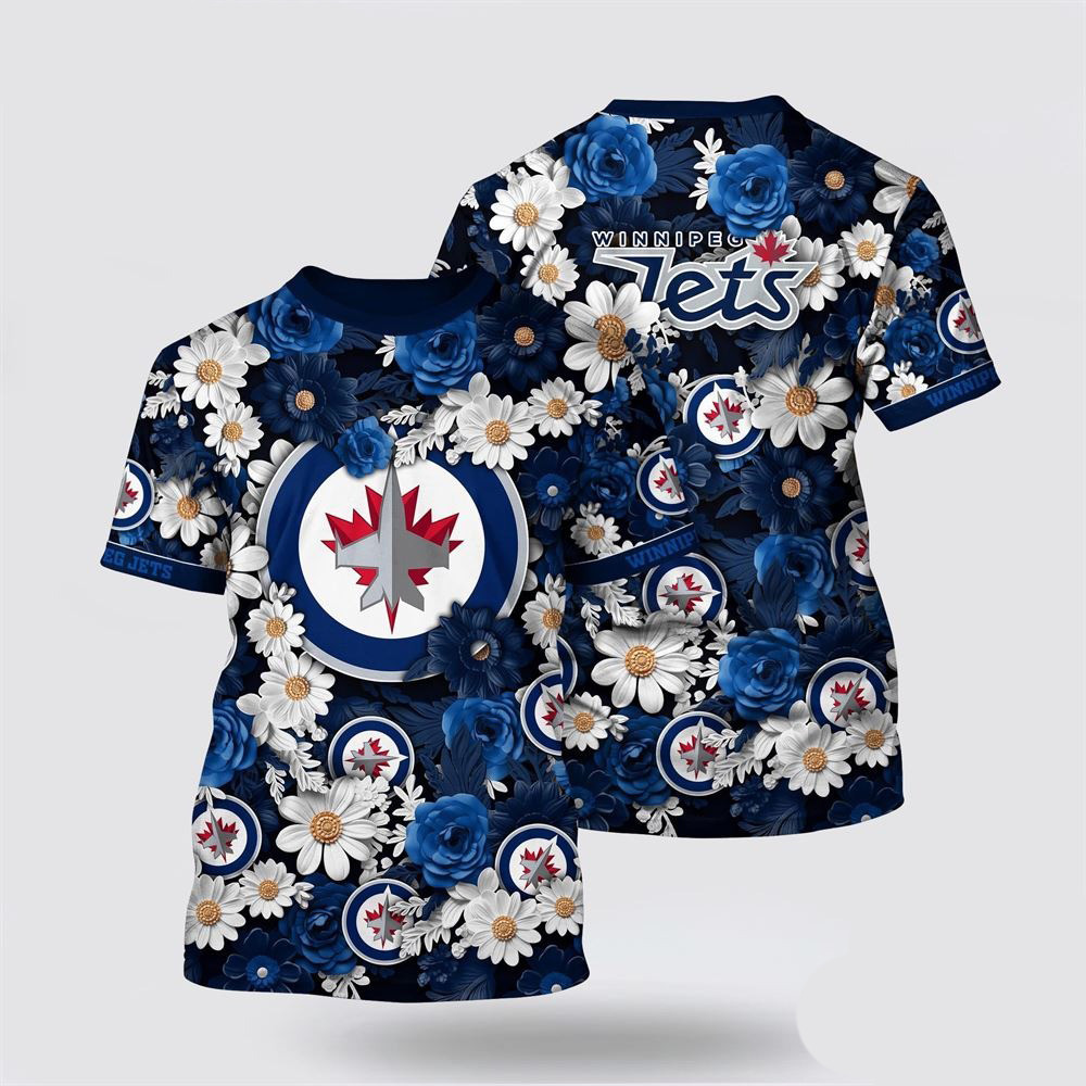 NHL Winnipeg Jets Tropical Begonia Flower Pattern Summer Shirt Great Gifts For Hockey Fans