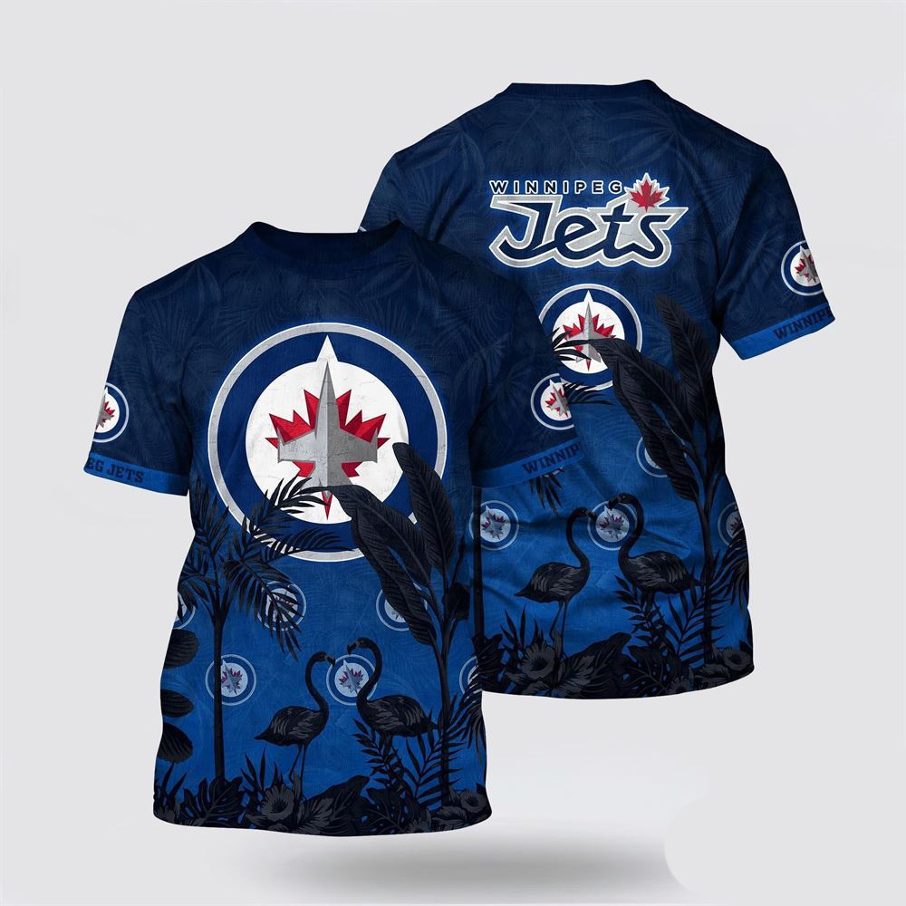 NHL Winnipeg Jets Tropical Flamingo Pattern Summer T-Shirt Great Gifts For Hockey Fans