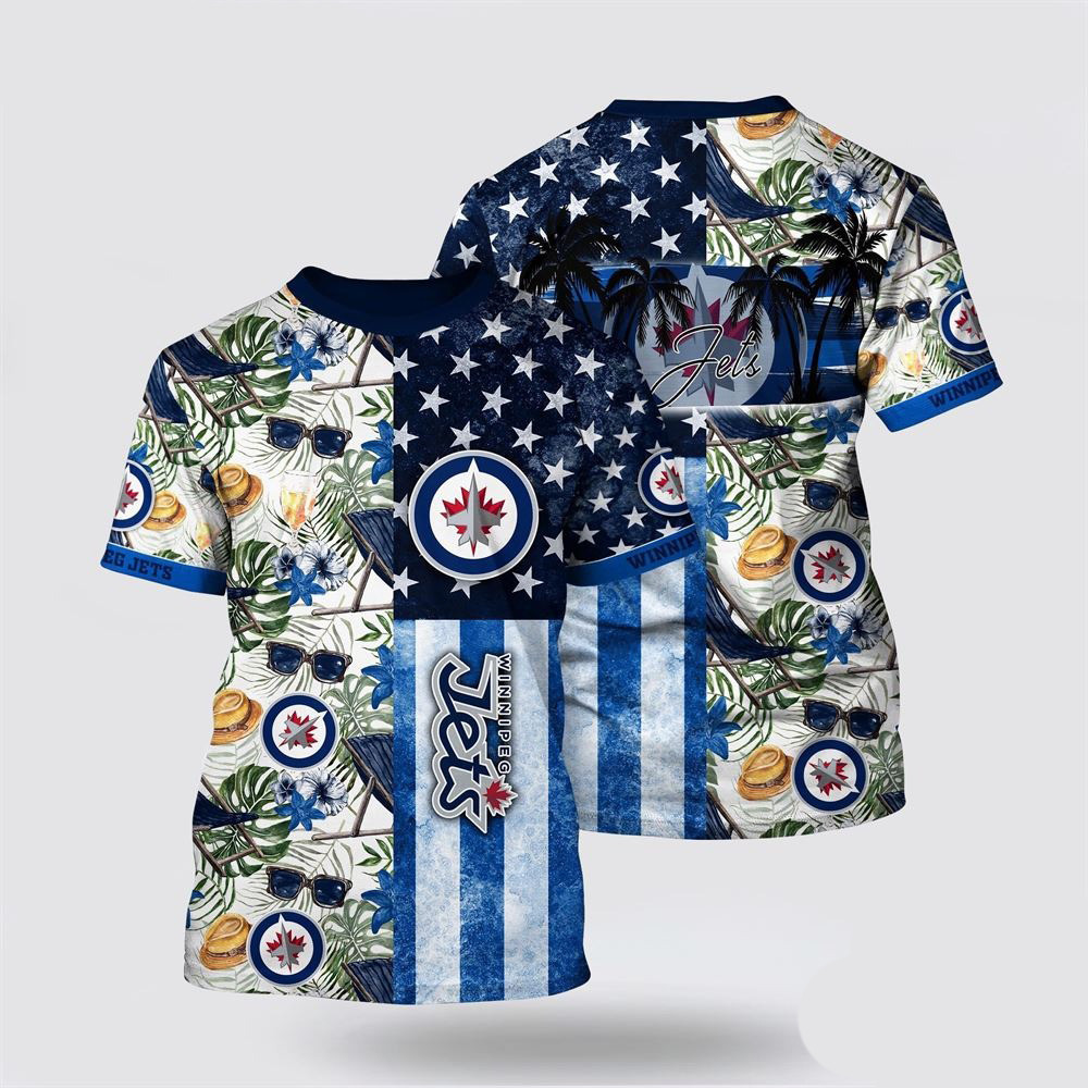 NHL Winnipeg Jets Tropical Hat And Glasses Pattern Summer Shirt Gifts For Hockey Enthusiasts