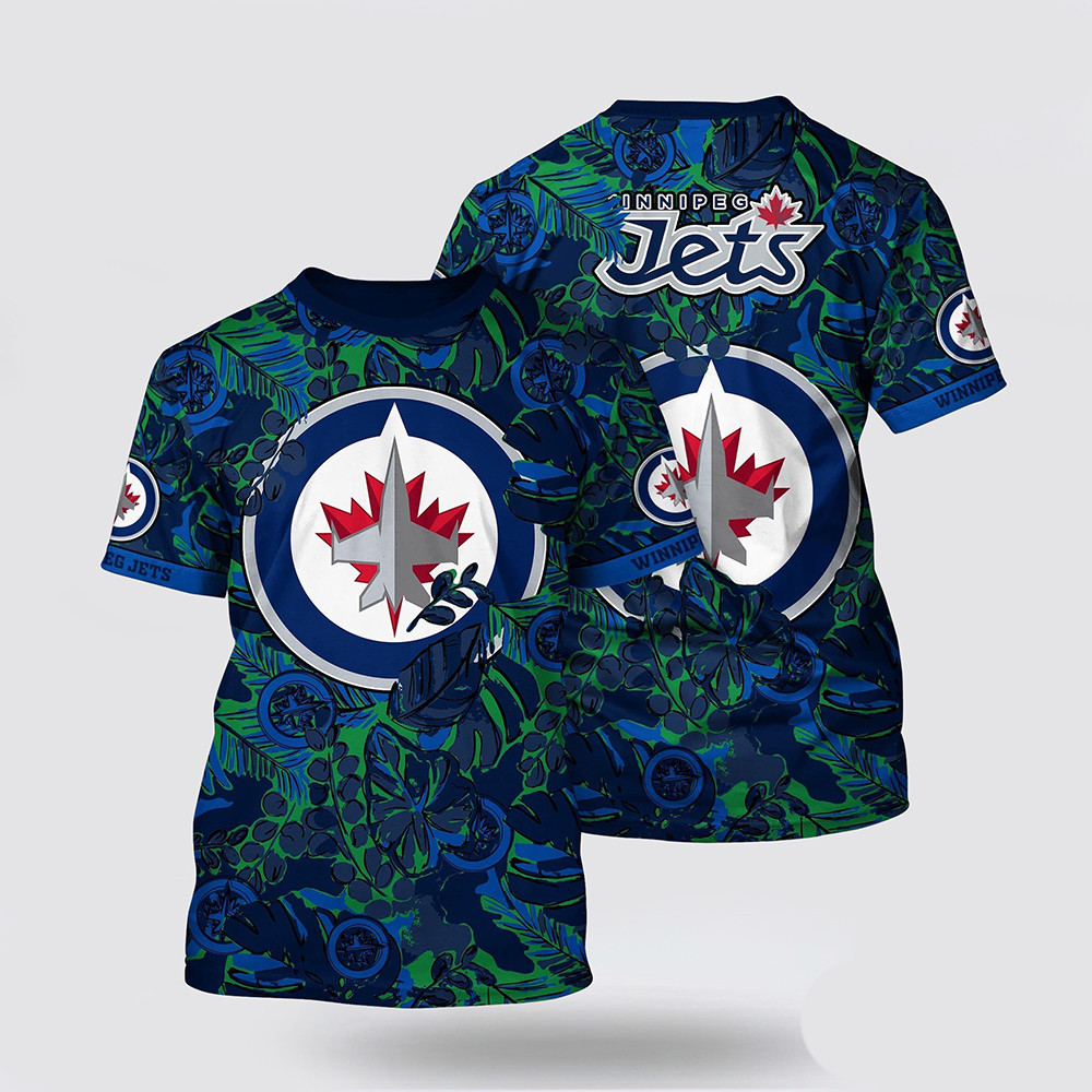 NHL Winnipeg Jets Tropical Leaf Pattern Summer T-Shirt Cool Gifts For Hockey Fans
