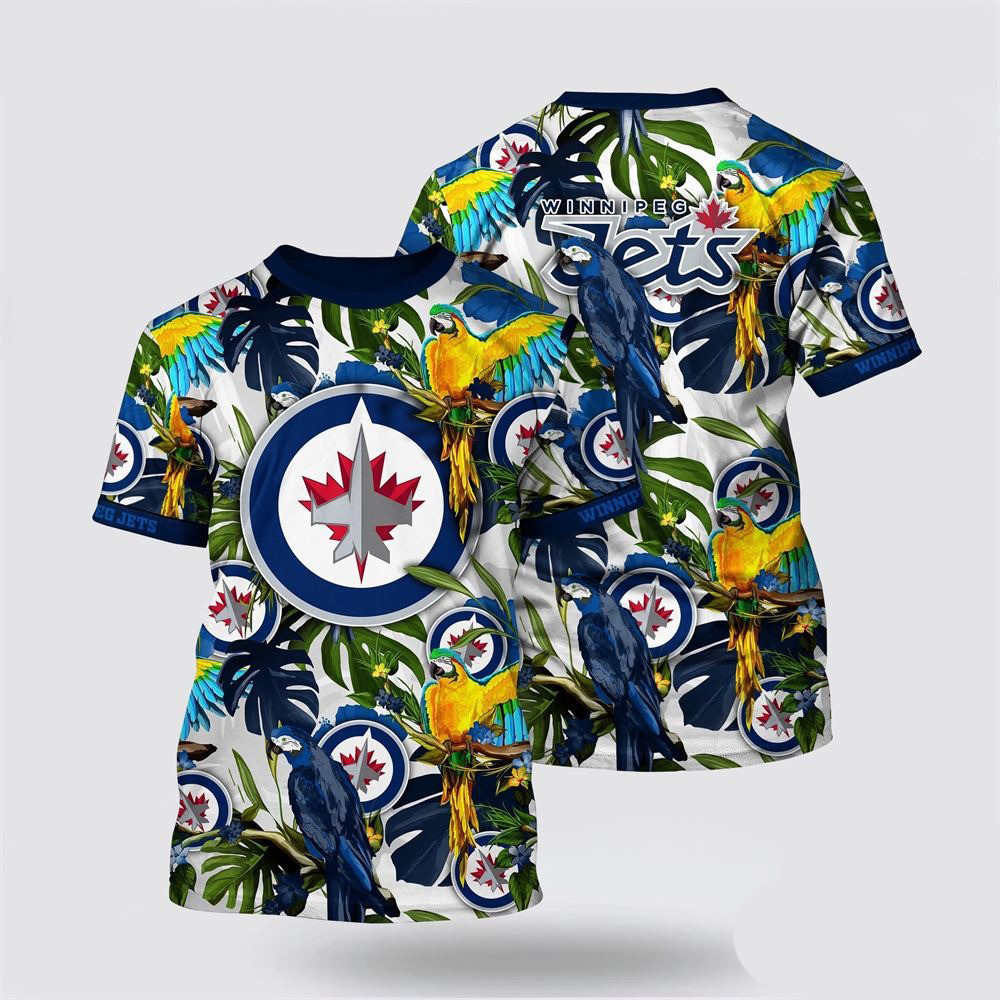 NHL Winnipeg Jets Tropical Parrot Pattern Summer T-Shirt Good Gifts For Hockey Fans