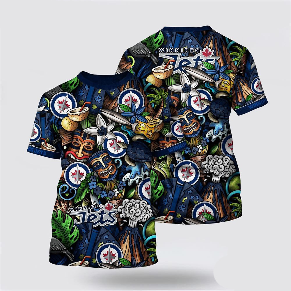 NHL Winnipeg Jets Tropical Tiki Pattern Summer T-Shirt Unique Gifts For Hockey Lovers