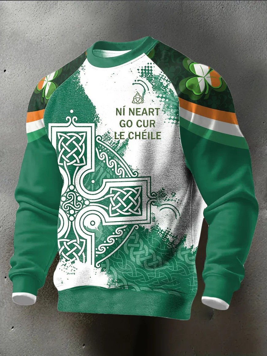 Ni Neart Go Cur Le Cheile Celtic Cross Sweatshirt Irish Pride St Patricks Day Shirt Gift For Families