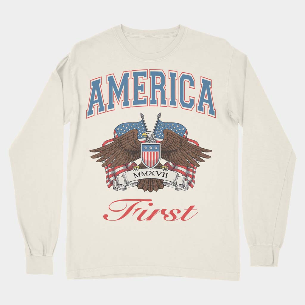 Nick Fuentes Merch America First Vintage Eagle Long Sleeve T-Shirt Patriotic Gifts For Him