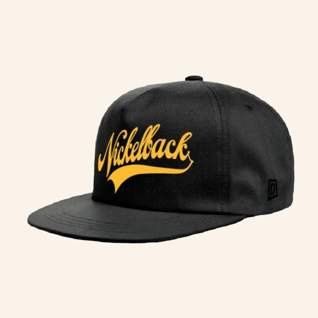 Nickelback Merch Dome Swash Yellow Logo Black Snapback Hat Gifts For Rock Fans Nickelback Merch Dome Swash Yellow Logo Black Snapback Hat Gifts For Rock Fans