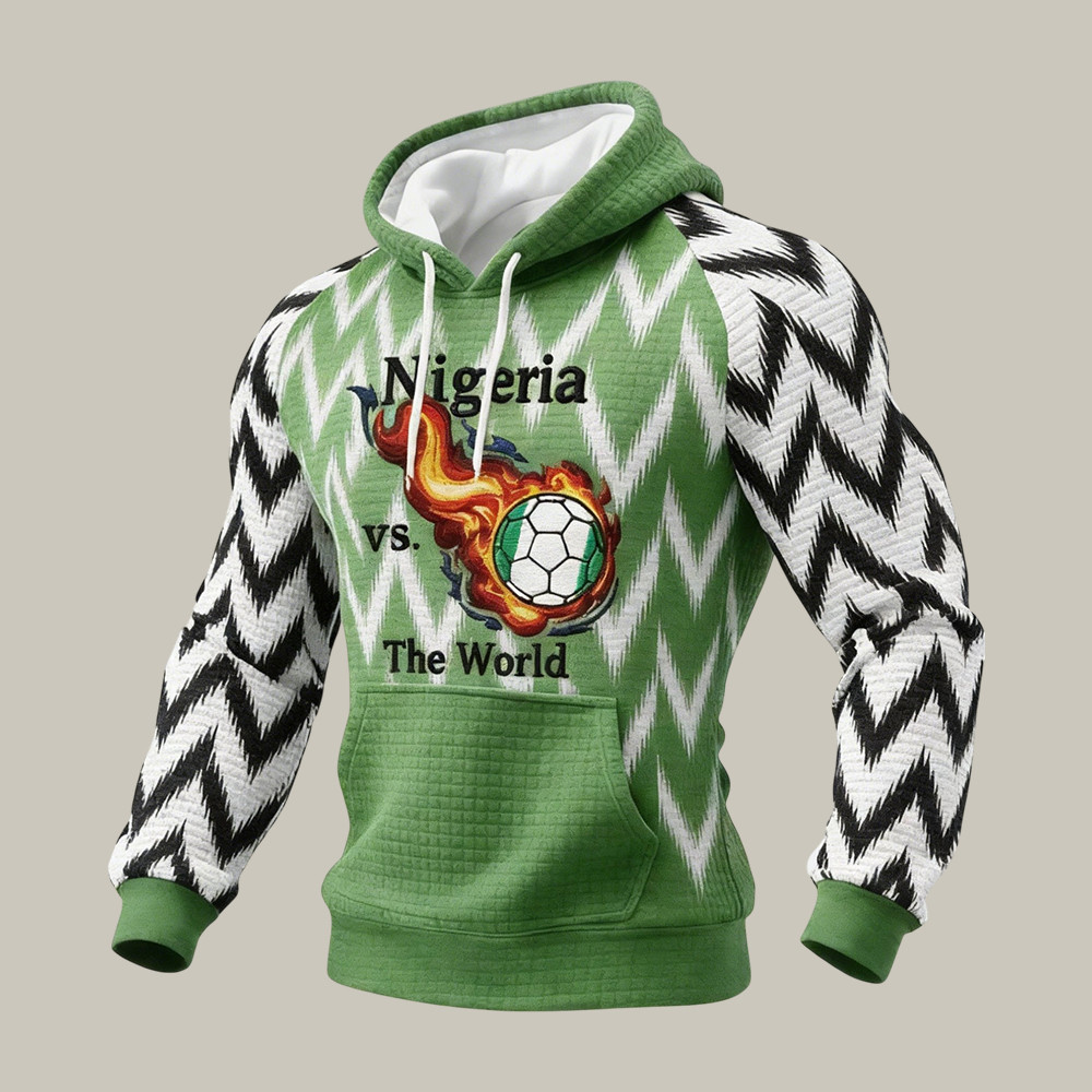 Nigeria Versus The World Flaming Football Hoodie FIFA World Cup 2026 Apparel Soccer Fan Gear