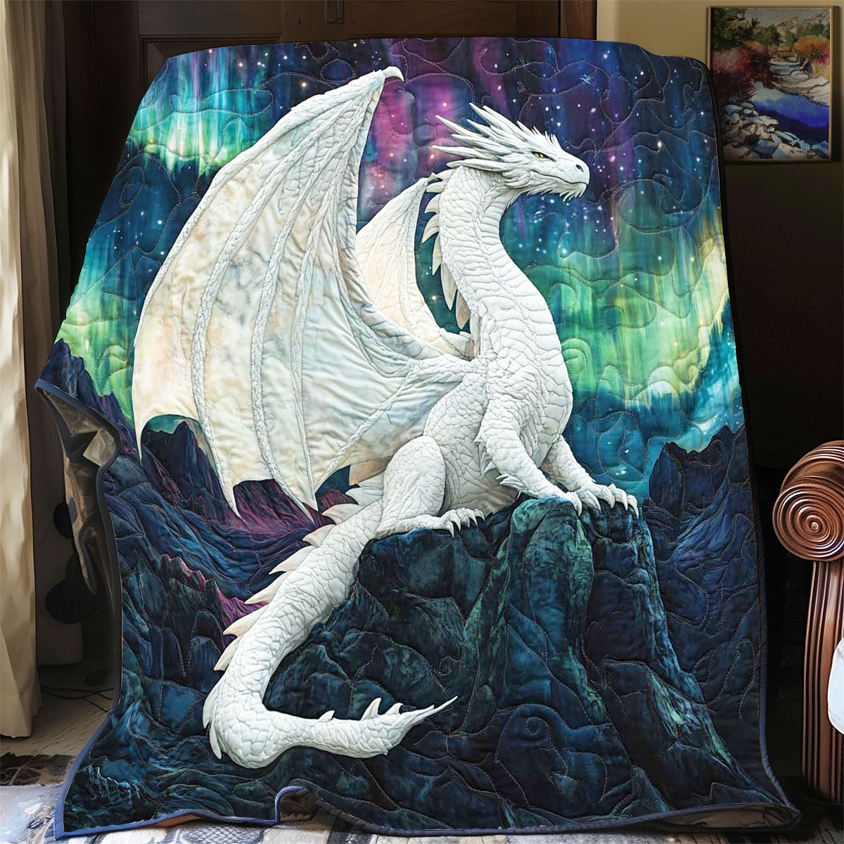Night Aura Dragon Quilt Elegant Quilt Blanket Gift for Housewarming