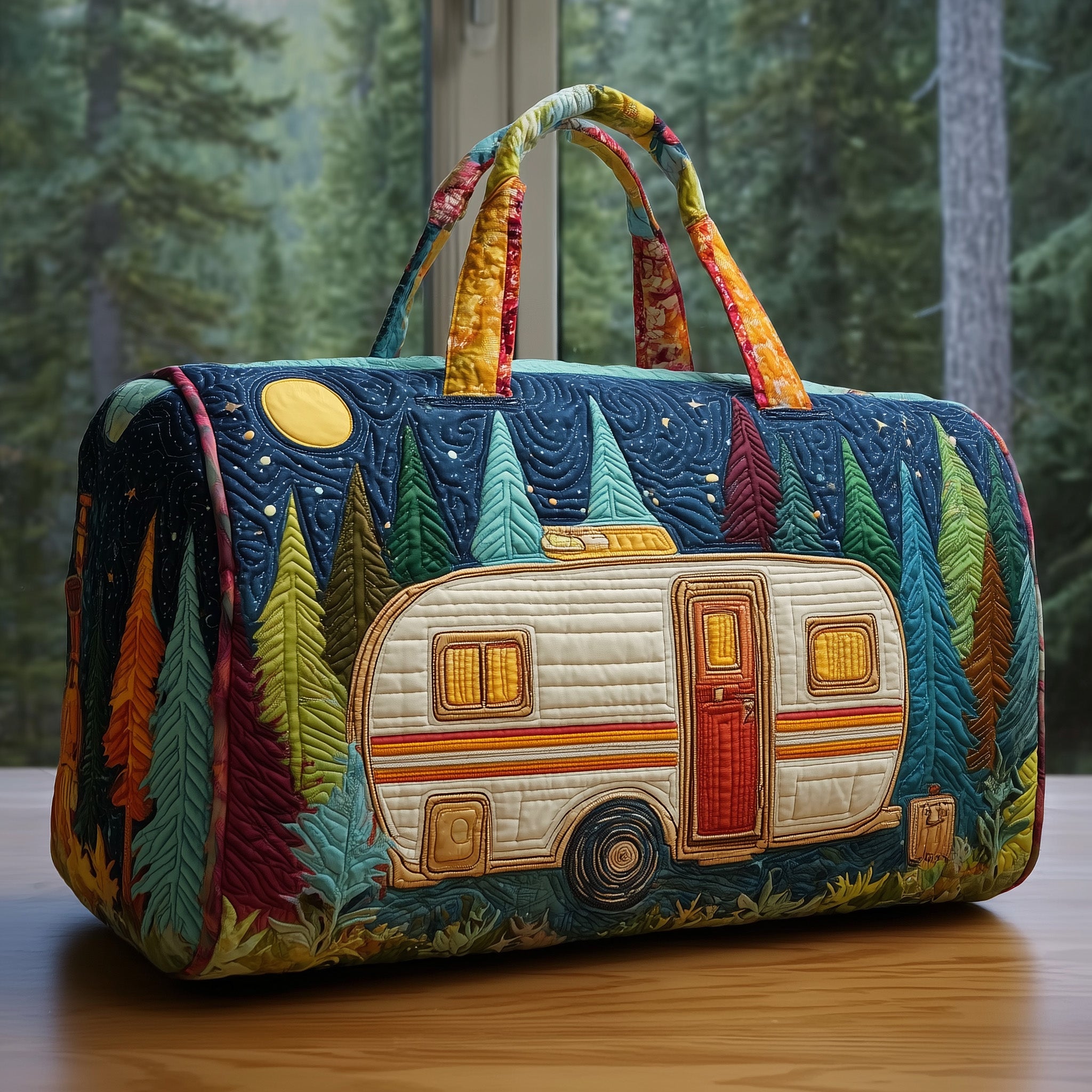 Night Camping Trailer Quilted Duffle Bag Gftoyc99 Holiday Gift Idea