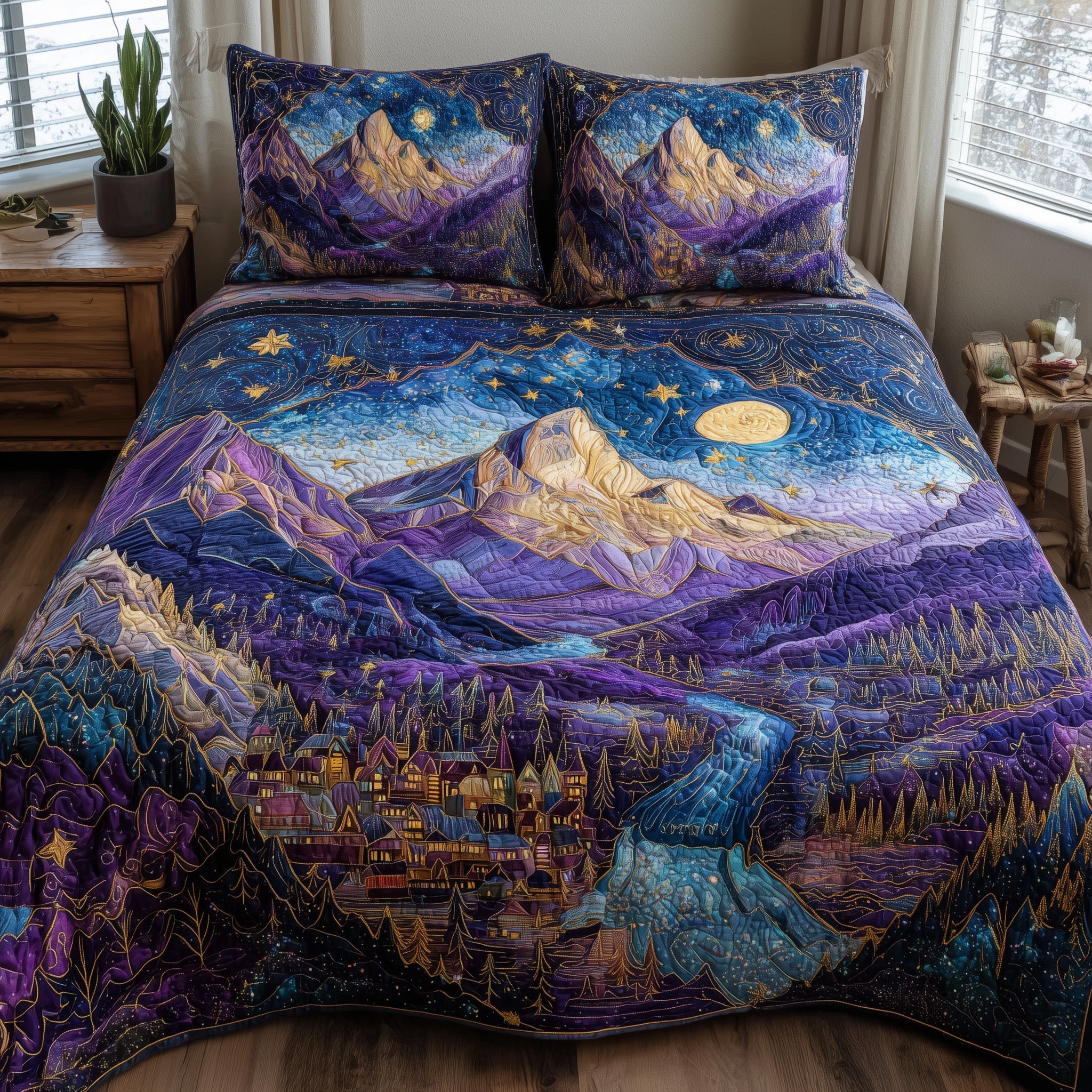 Night Court City Of Starlight Quilted Bedding Set Durable & Long-lasting