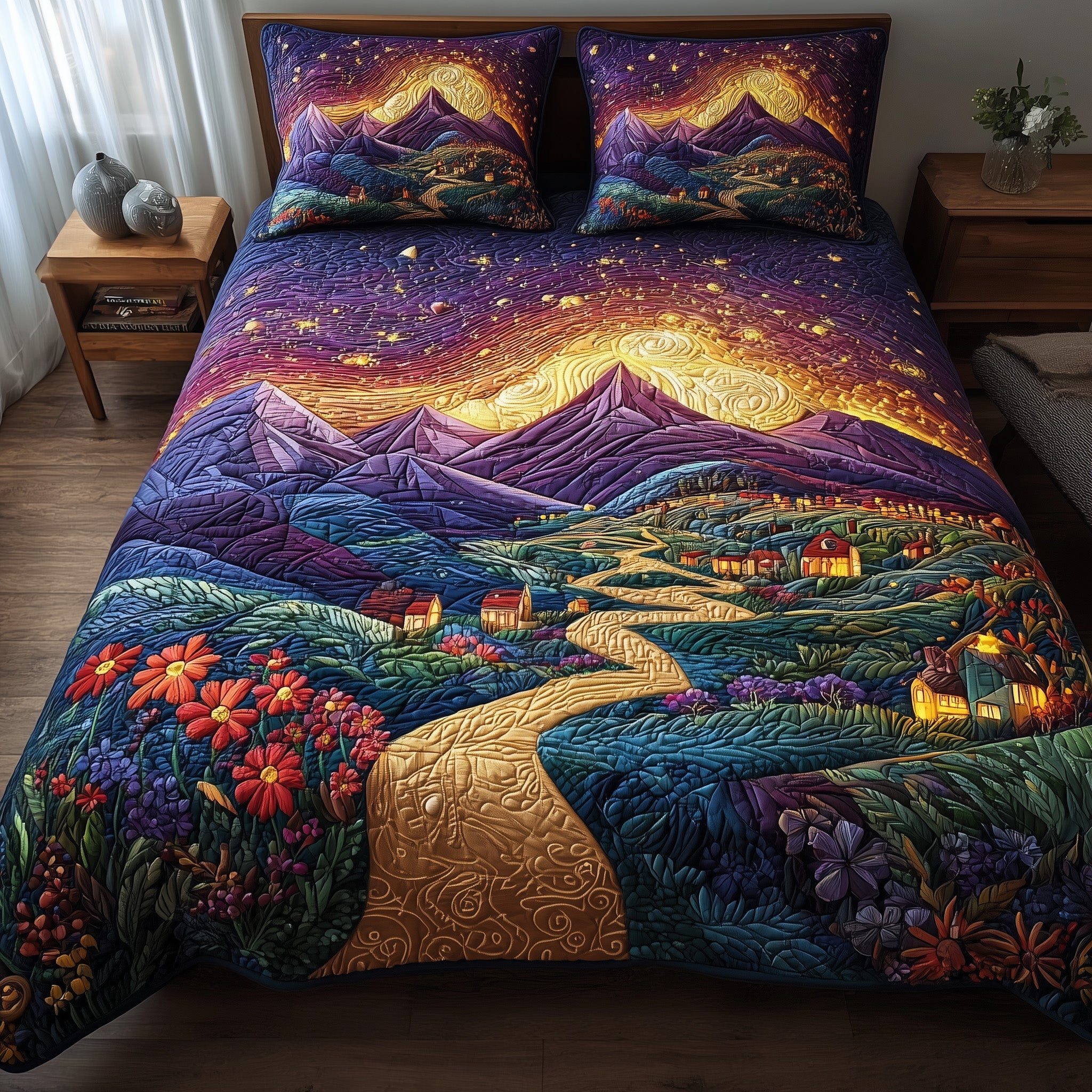 Night Court City of Starlight Quilted Bedding Set Duvet Cover Bedspread Gifts For People Who Like Books