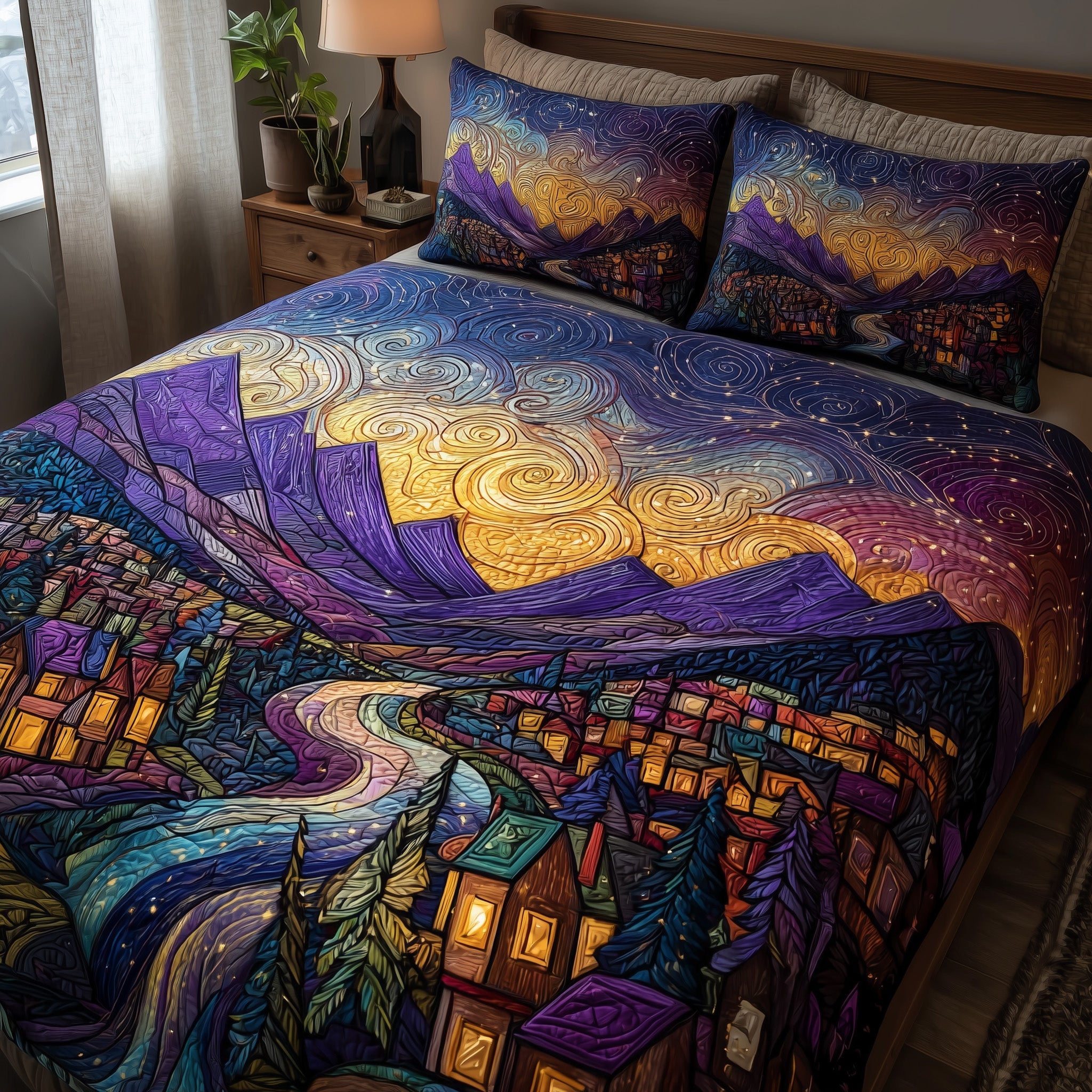 Night Court City of Starlight Quilted Bedding Set Duvet Cover Bedspread Gifts For People Who Love Books