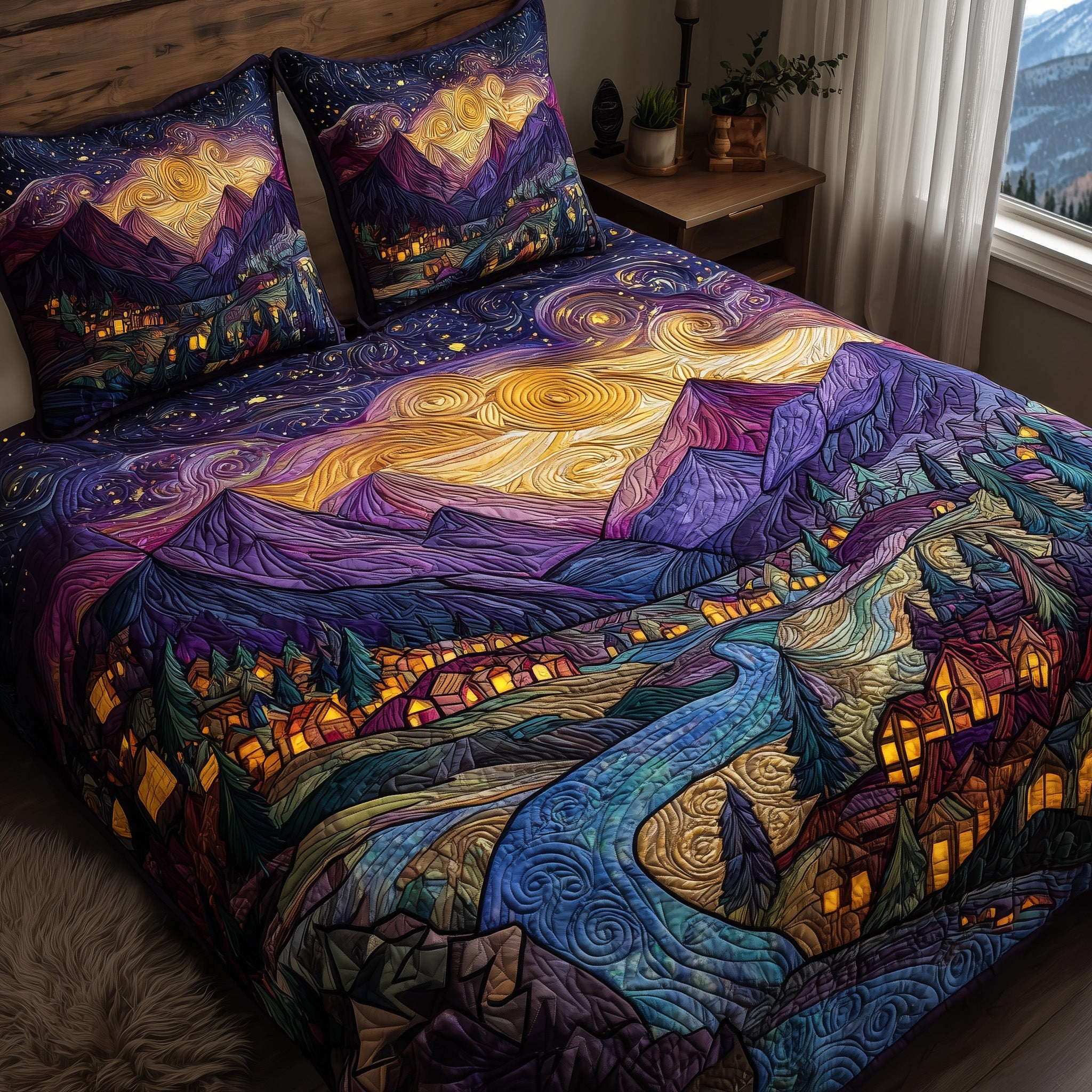 Night Court City of Starlight Quilted Bedding Set Duvet Cover Bedspread Unusual Book Gifts Items