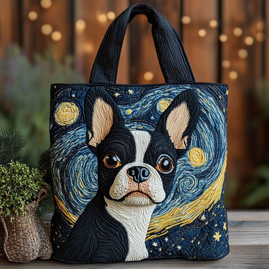 Night Gaze Quilted Tote Bag Dog Person Gifts