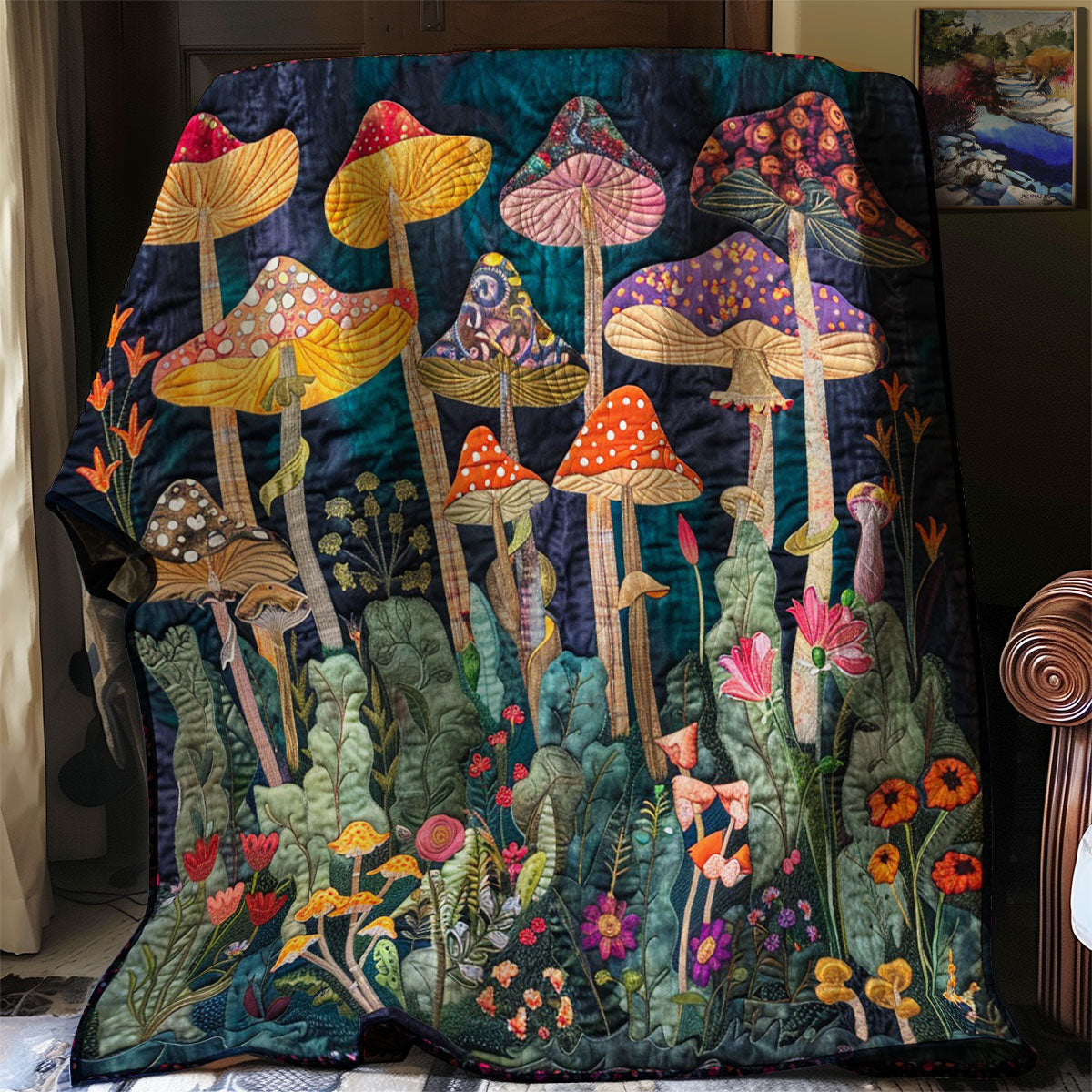 Night Mushrooms Quilt Blanket Christmas Throws Christmas Gift Ideas For Dad