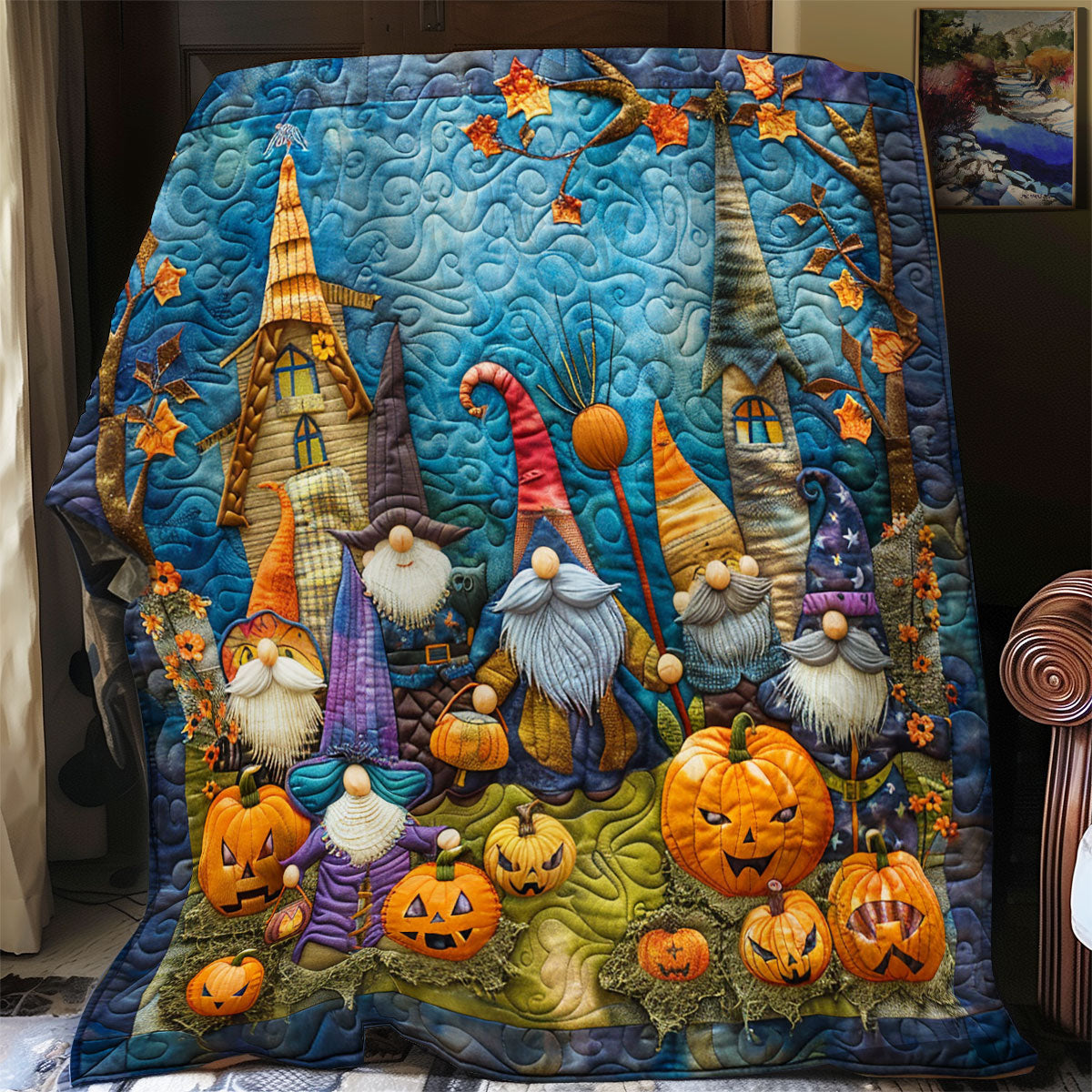 Night Of The Gnomes Quilt Blanket Throw Blankets For Couch Meaningful Gifts For Mom From Daughter
