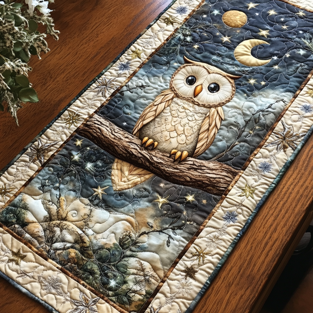 Night Owl Quilted Table Runner Dining Room Centerpieces Best Owl Gifts