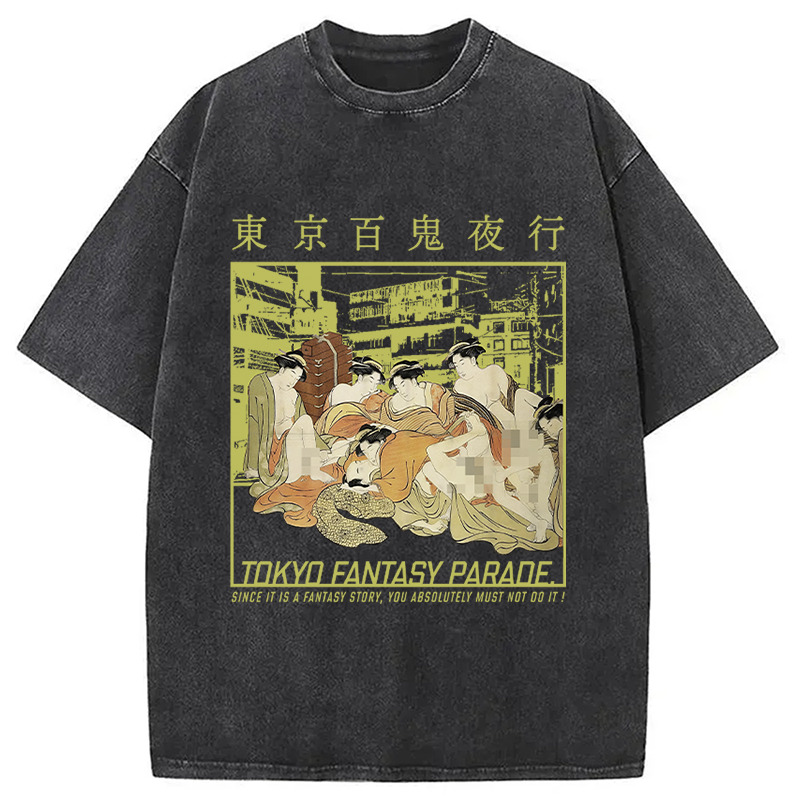 Night Parade of One Hundred Demons Washed T-Shirt Unisex Streetwear Graphic Style Gifts For Him