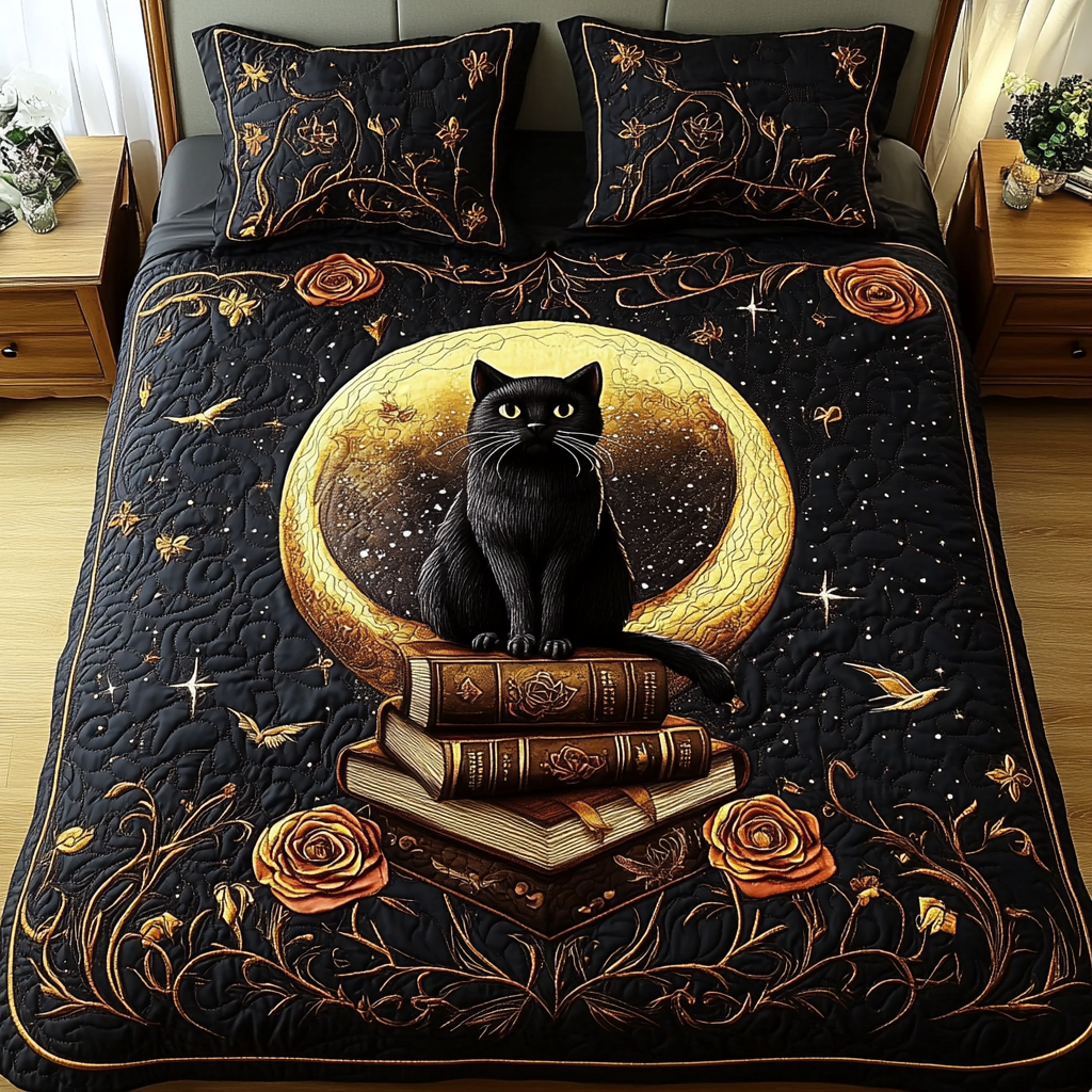 Night Reader Quilted Bedding Set Bed Decor Ideas Cat Christmas Presents