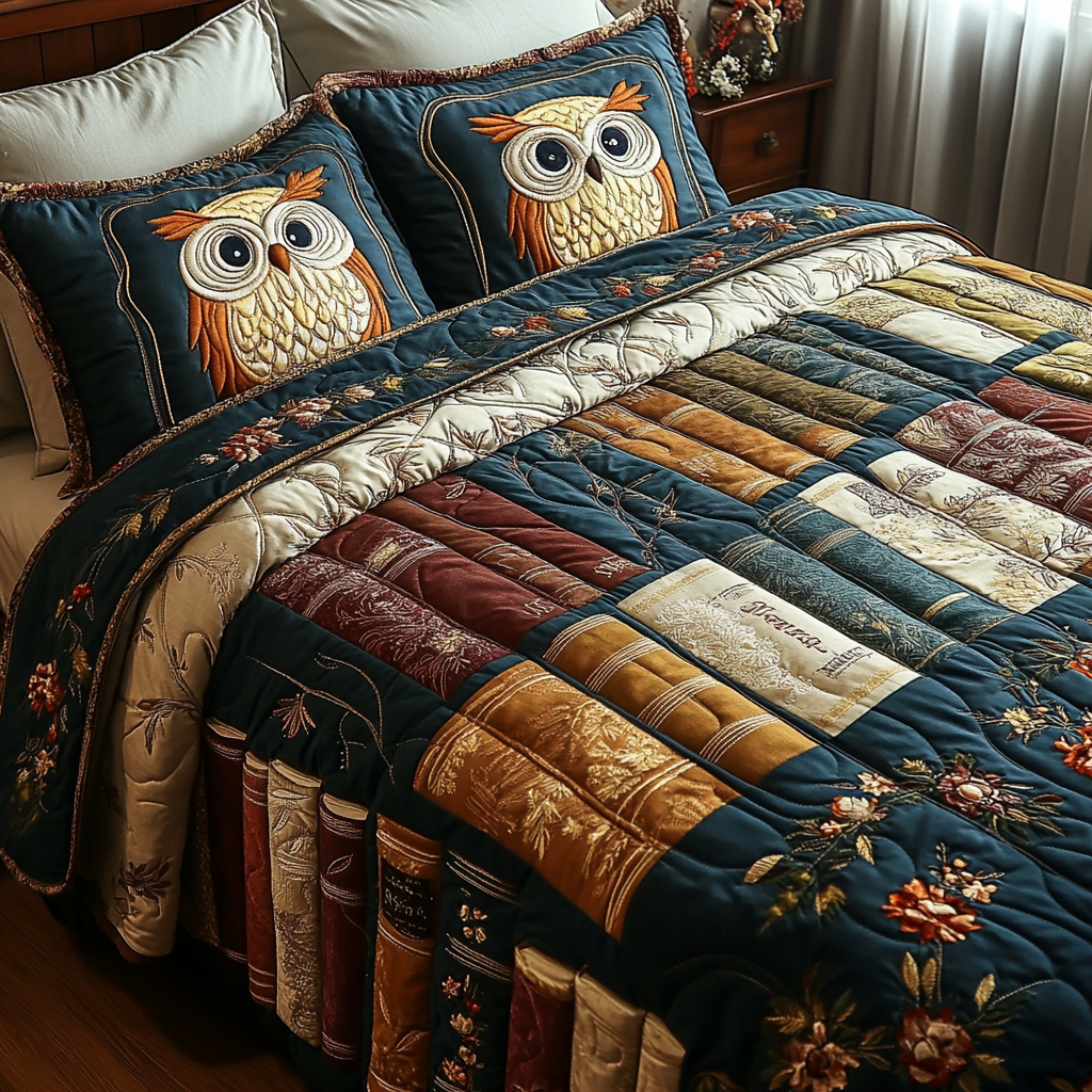 Night Reader Quilted Bedding Set Holiday Duvet Cover Set Unusual Book Gifts Items