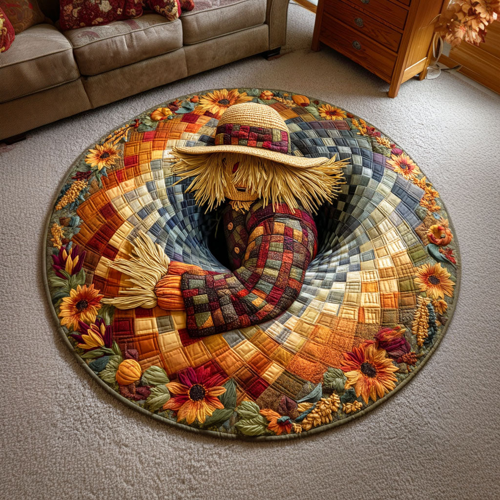 Night Scarecrow Quilted Round Mat Holiday Round Mat Autumn Decor Fall Gift for Mom
