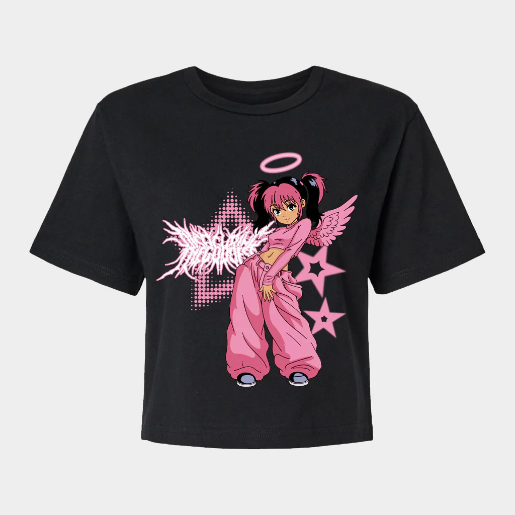 Night Shift Merch Disfiguring The Goddess Cropped T-Shirt Bubblegum Shorty Shirt Women's-1