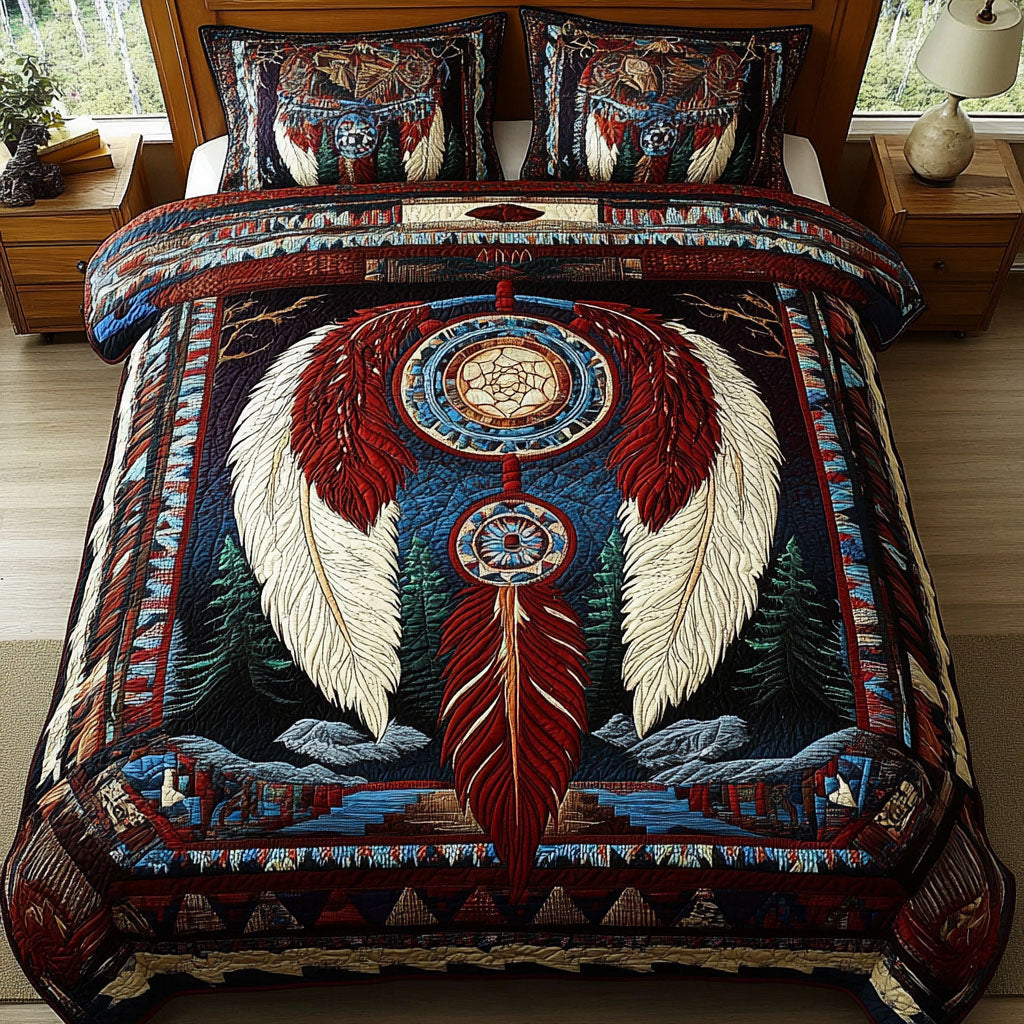 Night Vision Quilted Bedding Set Best Christmas Duvet Cover Set Unique Native American Gifts