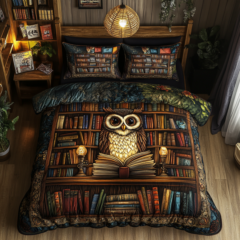Night Watch Quilted Bedding Set Bed Decor Ideas Owl Gifts For Mom
