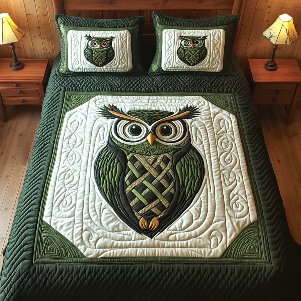Night Watch Quilted Bedding Set Fantasy Wolf Bedroom Decor Gift For Nature Lovers