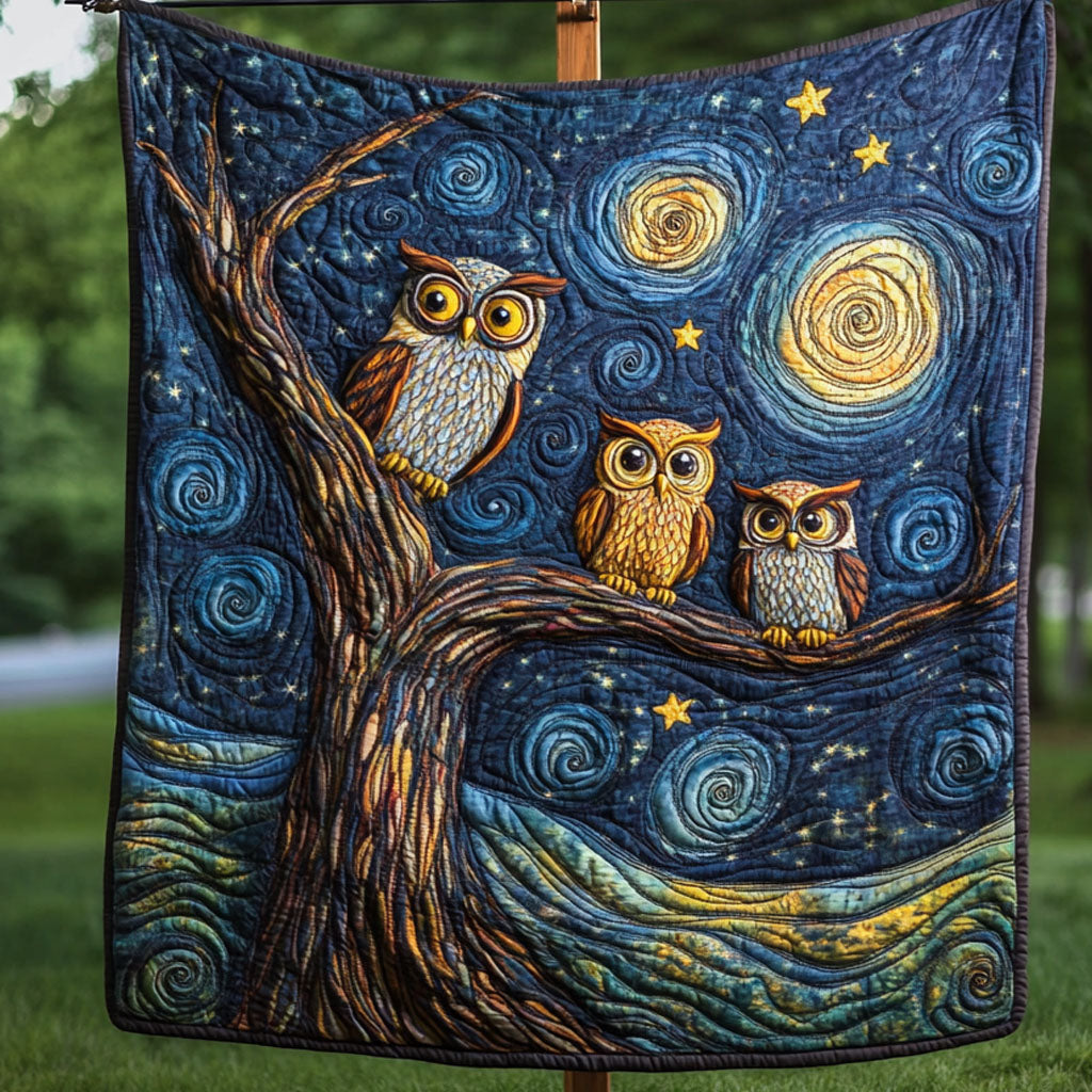 Night Watchers Quilted Blanket Best Throw Blanket Owl Merchandise Gifts