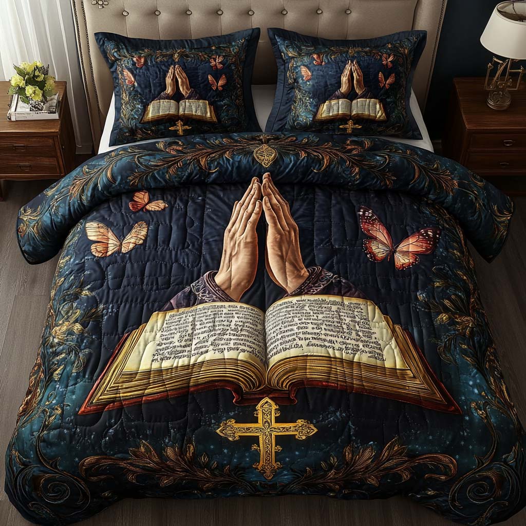 Nightfall Devotion Quilted Bedding Set Bed Decor Religious Gifts For Mom