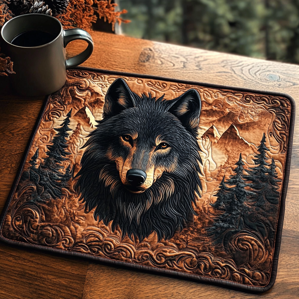 Nightfall Howl Quilted Place Mat Dining Room Table Decorated For Christmas Forest Gift Shop