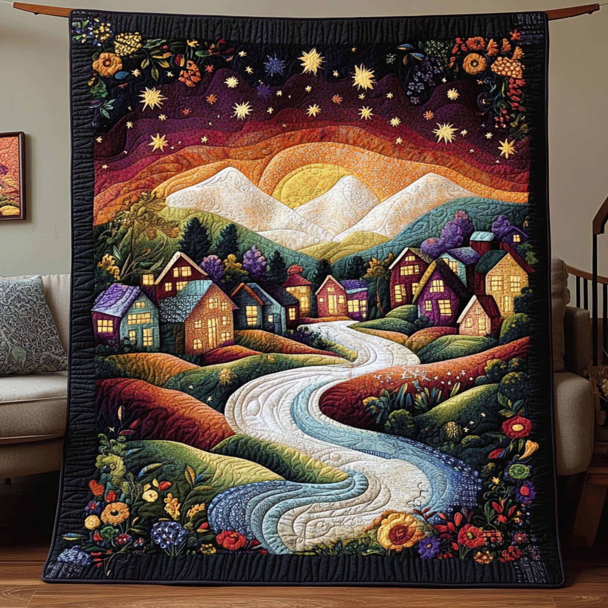Nightfall Serenity Quilted Blanket Cute Throw Blanket Family Xmas Gifts