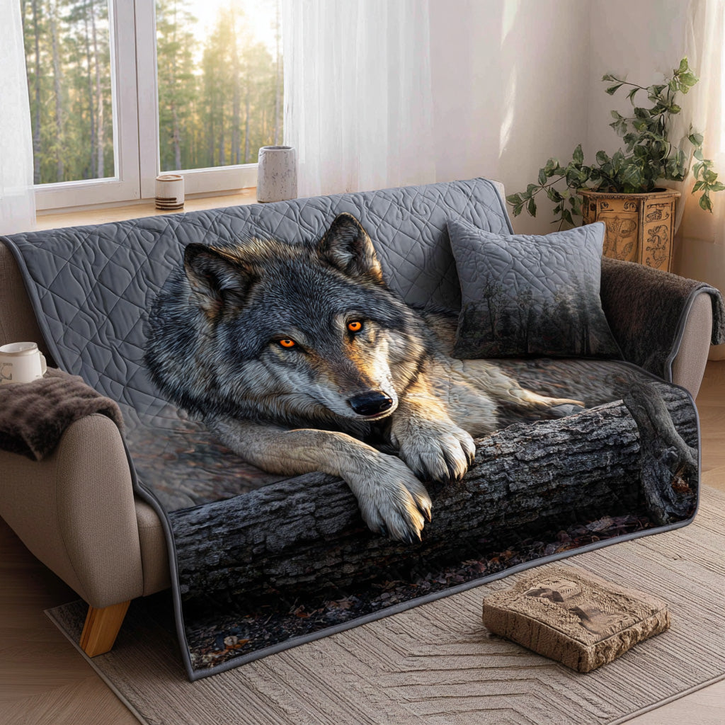 Nightfall Trails Quilted Sofa Cover Seat Covers For Couches Wolf Gifts For Father's Day
