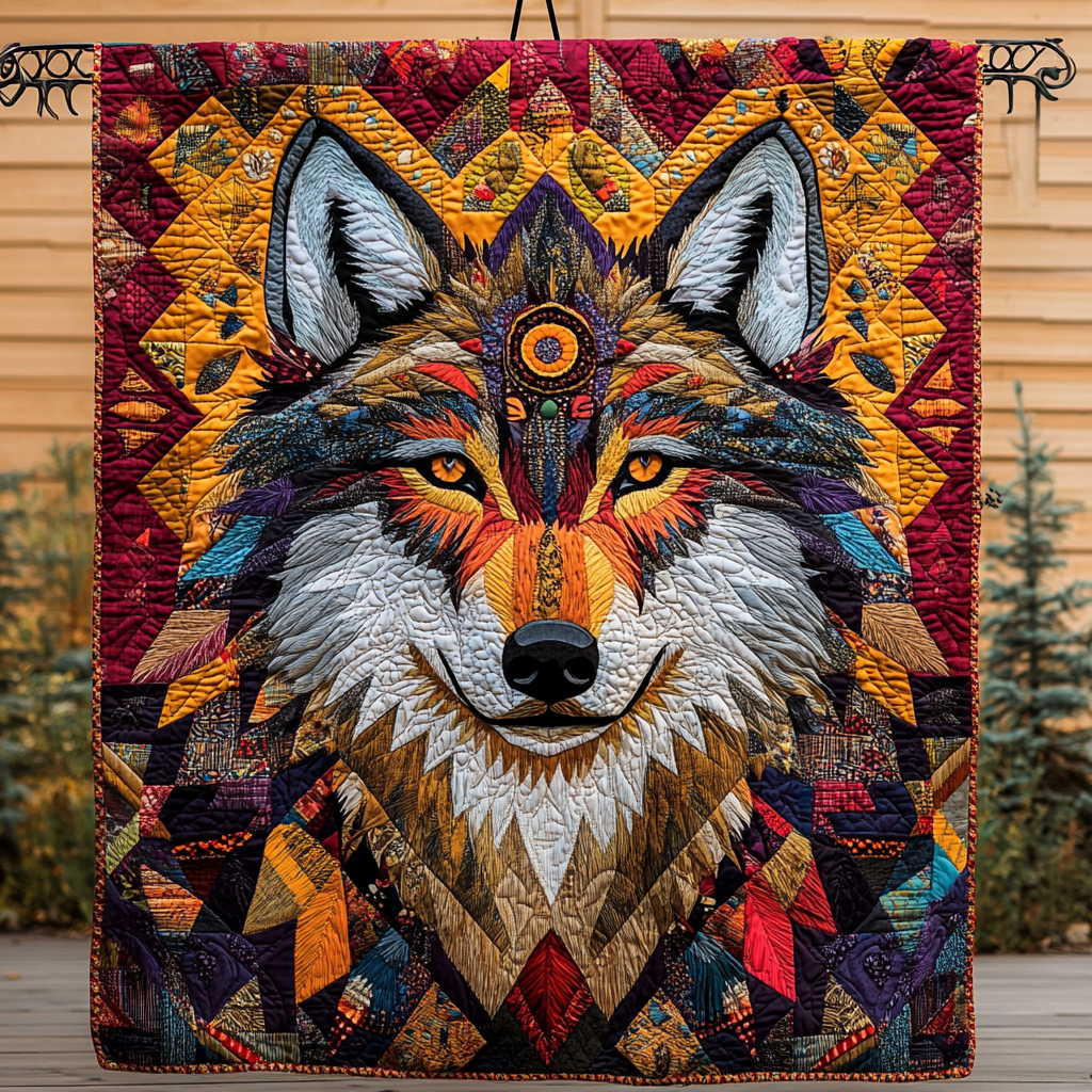 Night's Fury Quilted Blanket Unique Wolf Blanket Wolf Gifts For Him